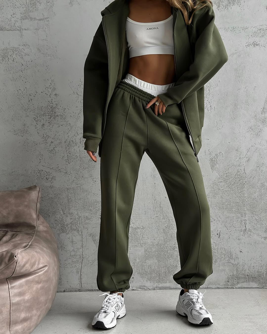 European and American casual suit American autumn and winter cardigan sports women's clothing fashion street style long-sleeved jacket trousers two-piece set