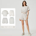 Women's summer casual activewear set: cloud-like air layer, loose fit, slimming, solid color, fashionable fitness yoga two-piece outfit