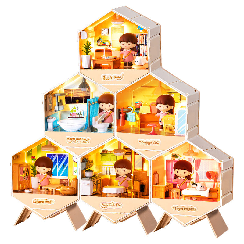 Diy miniature house scene handmade ornament art house mini boy girl assembly toy birthday gift