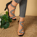 43 cross-border large size rhinestone high-heeled sandals women's european and american 2026 summer new transparent strap foreign trade bag heel sandals