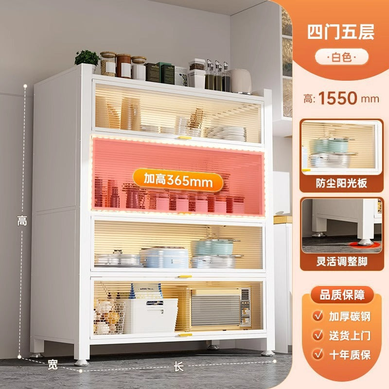 Household multi-functional cabinet with doors, bookshelf, dustproof storage cabinet, freestanding multi-layer storage unit, kitchen organizer shelf