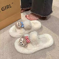 Cartoon bestseller fuzzy slippers for women, autumn 2024 new arrivals, versatile fashion, niche design, soft sole plush trendy home slippers