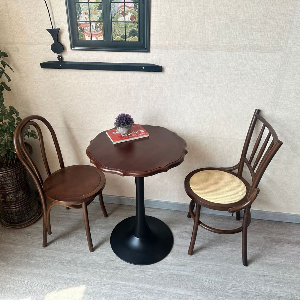 American medieval style solid wood dining chair cafe table and chair square table rattan chair back chair dining table set retro style