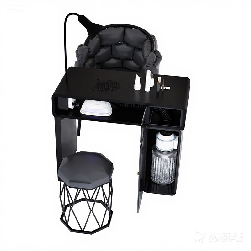 New arrival: extra-wide 45 turbine engraved grade vacuum marble & porcelain surface multifunctional minimalist nail table and chair set