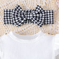 e-commerce autumn baby and toddler girl's three-piece set for the us and european markets, including a flutter-sleeve long-sleeved romper, pants/skirt, socks, and a headband