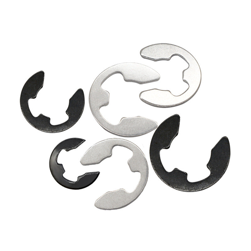 E-type spring clasp 304 stainless steel e-type retaining ring gasket iron black opening buckle M1.5M2M3M4M15