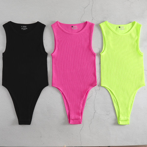 Yiwu factory direct sales one-piece sleeveless threaded autumn new products slim-fitting long-sleeved tight sexy jumpsuit backing T