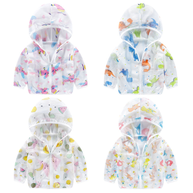 Summer kids sun protection clothing baby sun protection clothing outdoor breathable light air-conditioned clothing hooded outwear children's clothing skin clothing