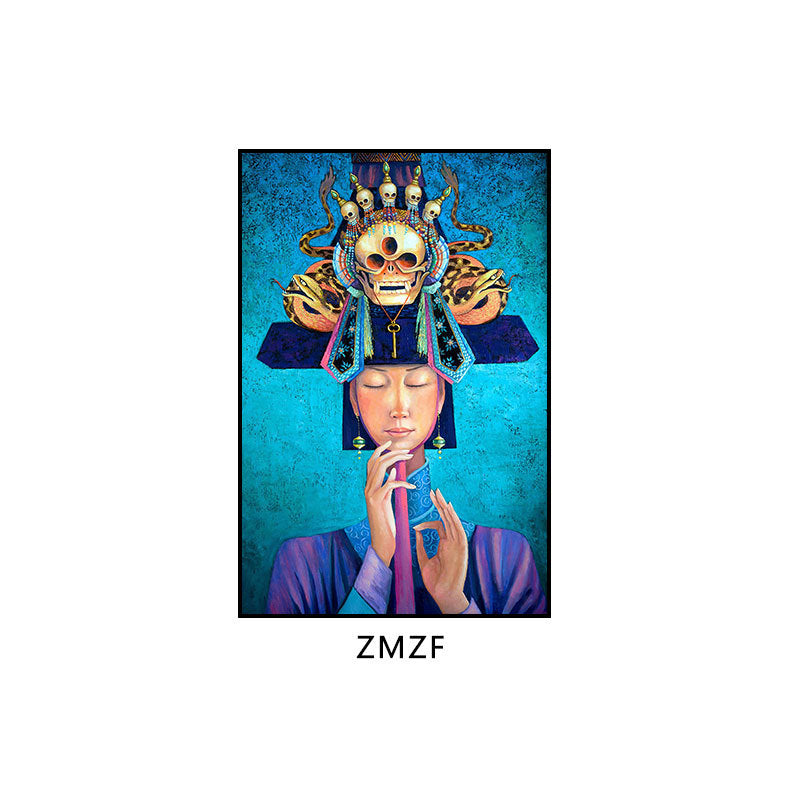 Ethnic minority decorative painting Inner Mongolia element oil painting Yunnan style B & B hotel box hanging painting bedroom living room