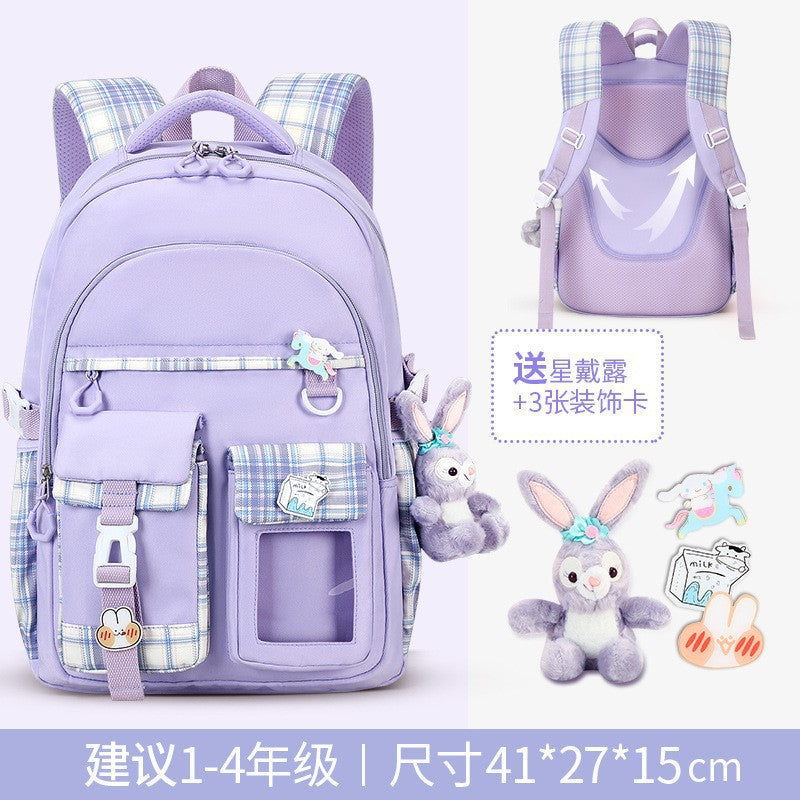 New cute and lightweight waterproof and load-reducing children's backpack, women's first to sixth grade backpack, children's school bag