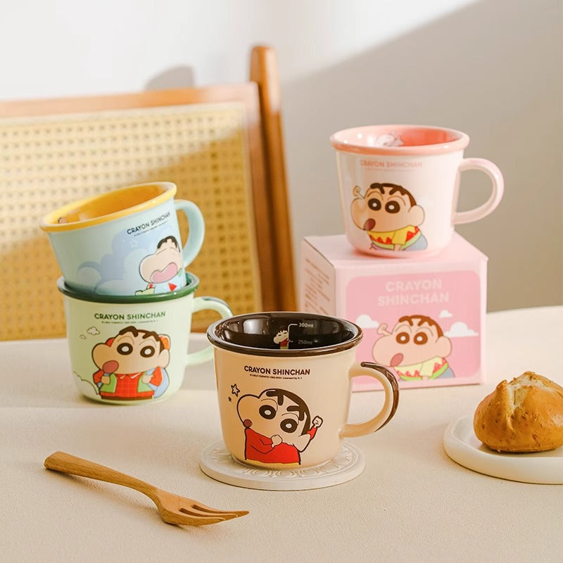 Crayon small new mug high value scale cup children's milk cup household cute water cup ceramic cup color box