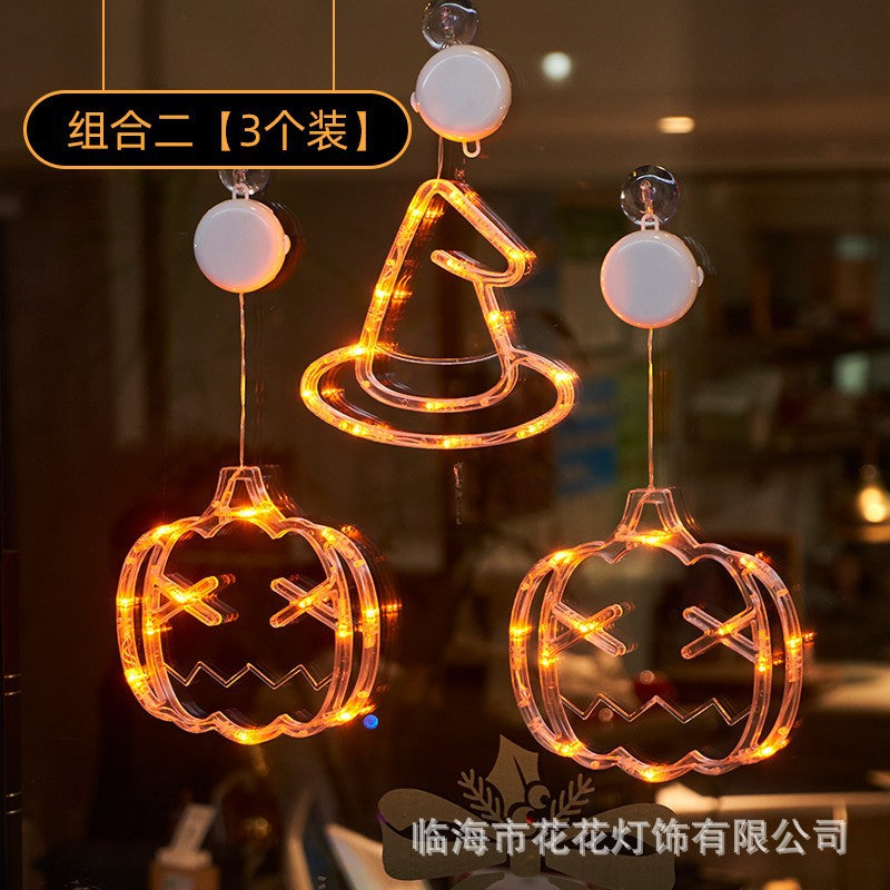Halloween Lighting Pumpkin Lamp Battery Decoration Atmosphere Lights Festive LED Sucker Lights Props