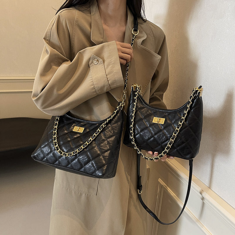 Classy texture chain bag for women retro quilted small fragrant style shoulder bag work clothingeasiest for matchfashion armpit bag