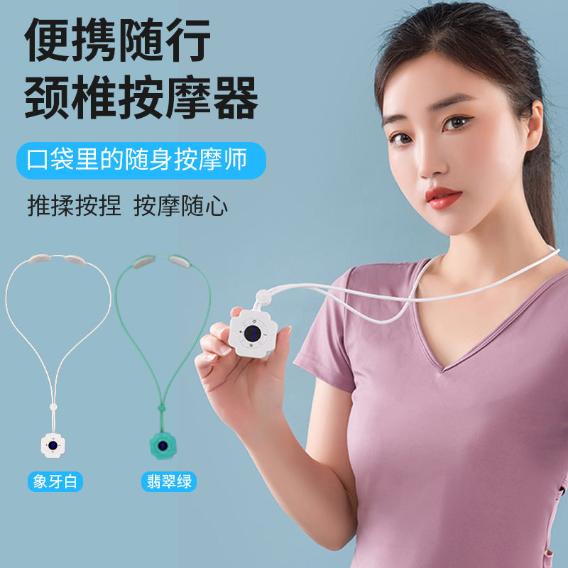 Pendant massager, hanging neck cervical massager, shoulder and neck hot compress hanging electric pulse neck protector, portable hanging neck massage