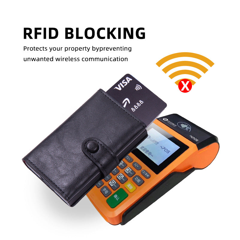 Factory direct sales card bag, aluminum alloy card box, card clip, two-in-one automatic pop-up RFID anti-theft brush, credit card bag.