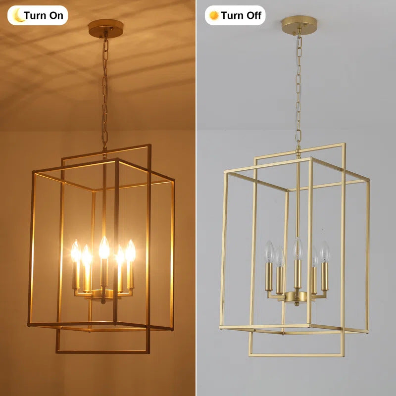 Cross-border special wayfair American chandelier rectangular style wrought iron lamp suitable for restaurant living room exhibition chandelier