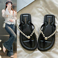 Summernew arrivalpure colorfashioneasiest for match pearl flip-flops women's sandals flats low heel classy women's shoes