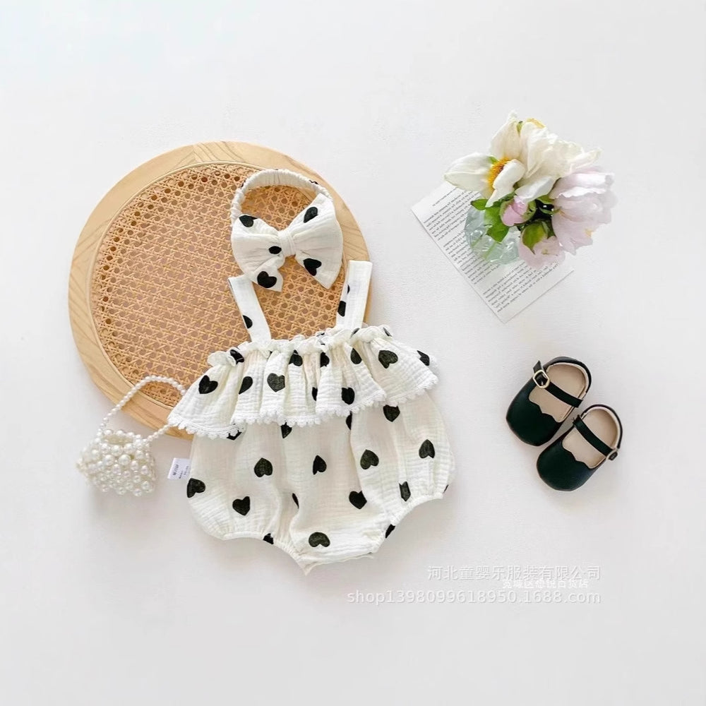 Personalized baby bag butt summer oem sample processing gauze sweat-absorbent cotton wide shoulder rompers infant summer clothing