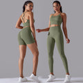 new high-waisted peach lift butt leggings set - activewear with racerback yoga top for running, training, and fitness