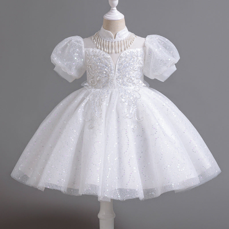 New girls' export dresses: long-sleeved mesh autumn/winter princess dresses for children - wholesale for hosts and piano performances