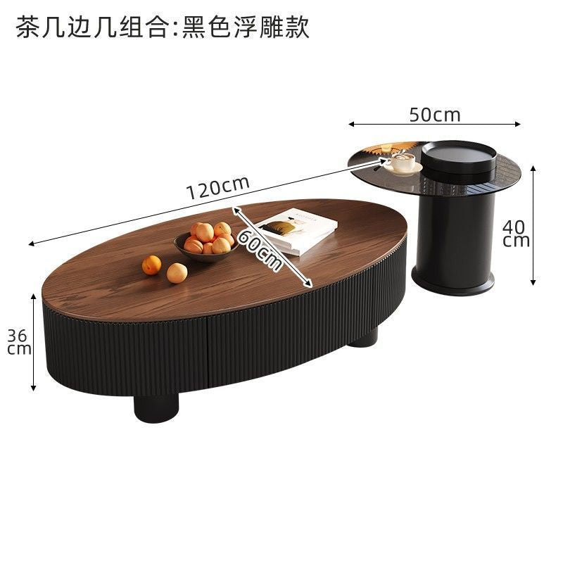 French cream style coffee table light luxury normcore living room slate coffee table modern small apartment storage scandinavian round combination