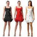 C7593 cross-border   fashion women's elegant rhinestone-embellished sleeveless mini dress