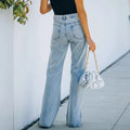 autumnew arrival  washed slit popular carefully selected mid-waist elegant denim pants casual pants