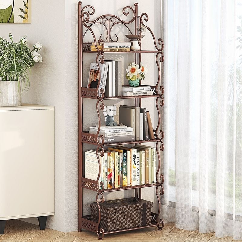 Installation-free bookshelf floor-standing multi-layer kids book storage rack simple bookshelf for home living room bedroom storage rack iron