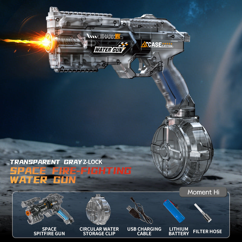 new product jiaolong electric water gun, flash light, high-speed continuous fire, linked reloading, outdoor children's water toys