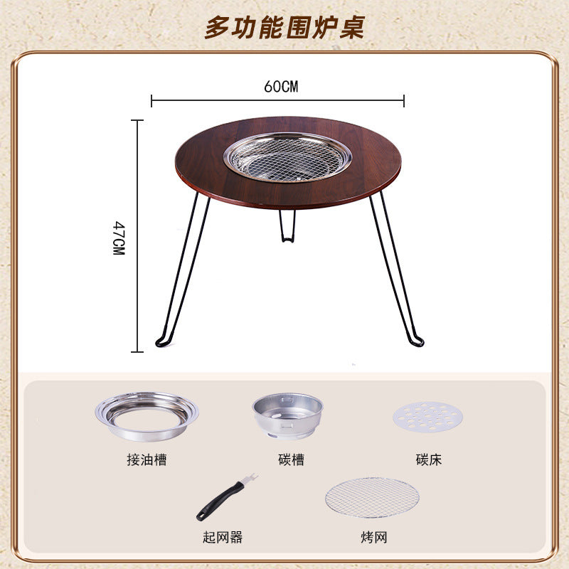 Home outdoor barbecue grill smokeless barbecue portable foldable barbecue table charcoal barbecue outdoor courtyard tea making around the stove