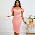 D528  european and american women's clothing socialite elegant 3d floral elegance banquet dress bodycon cross-border dress