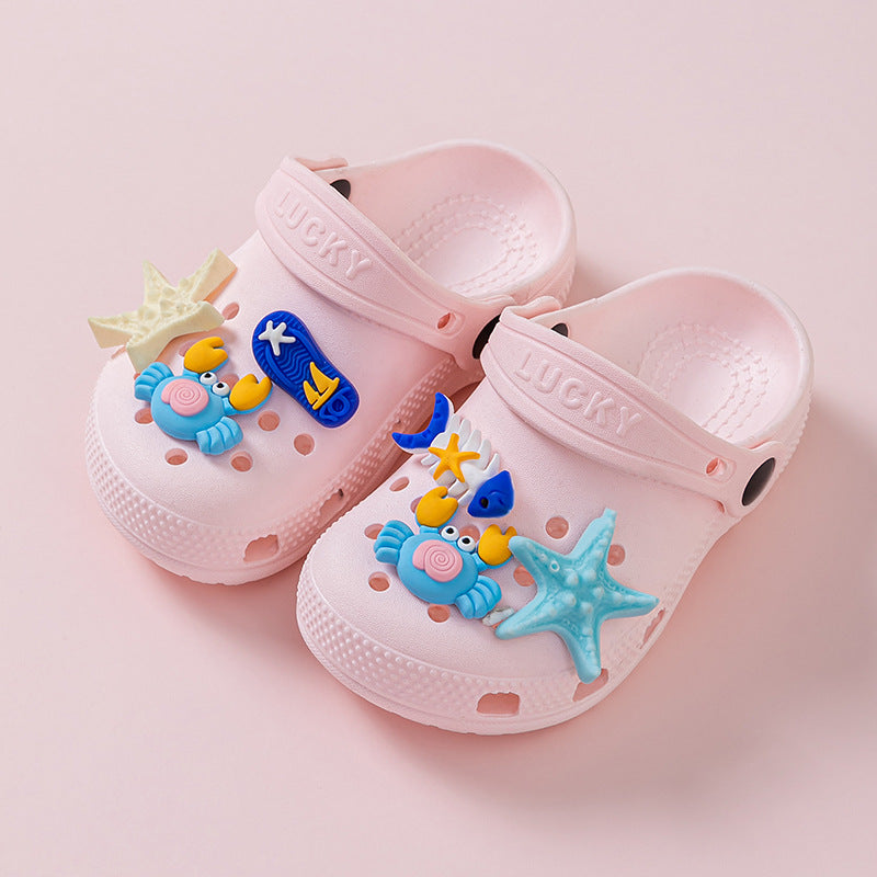 "cloud-like comfort: boys' and girls' cartoon clogs - thick-soled, non-slip, outdoor sandals for kids - new summer collection"