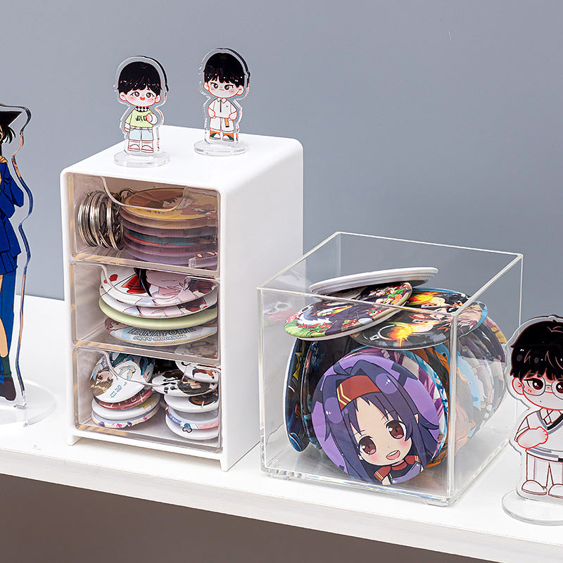 Desktop figure transparent storage box Multifunctional badge bar storage box Plastic peripheral drawer storage box