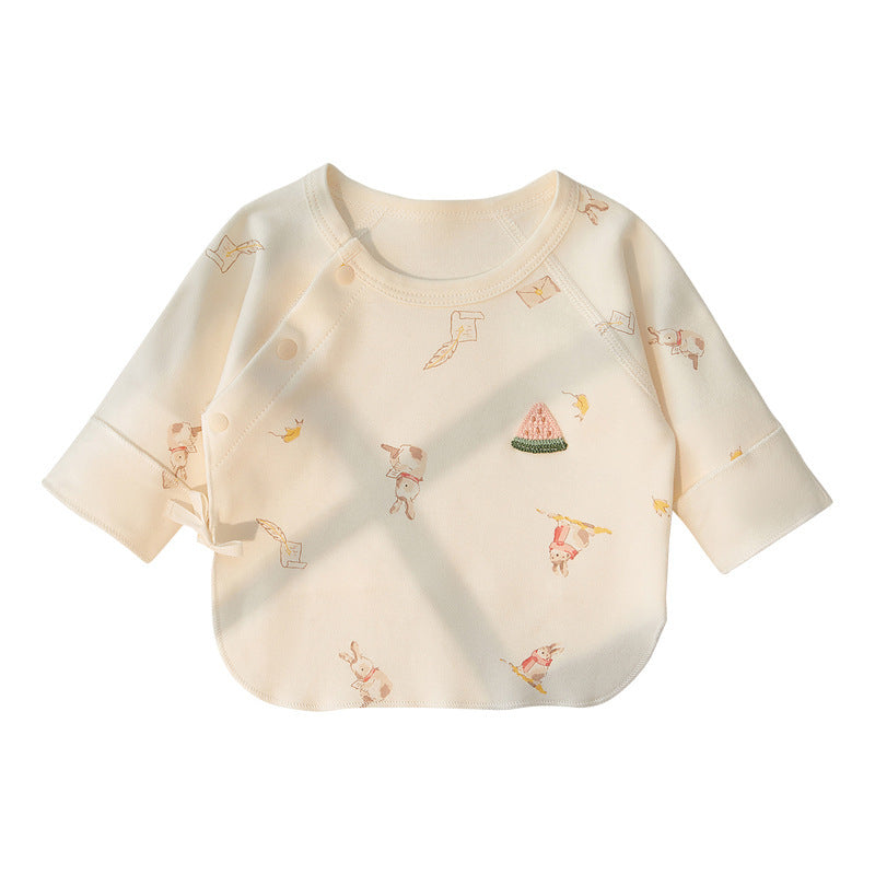 Babibele newborn baby clothes spring autumn winter baby newborn half-back romper pure cotton long sleeve monk suit top
