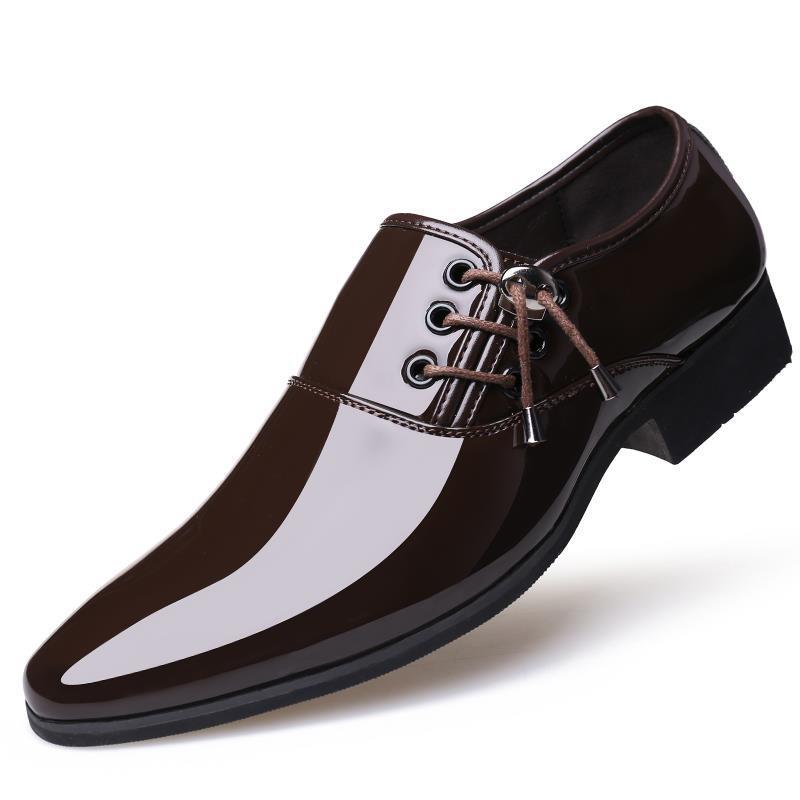 Men's casual leather shoes - stylish & versatile dress shoes for business, pointed toe patent leather office & wedding shoes