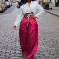 spring/summer new fashion women's casual wide-leg pants with detachable 3d pockets - instagram style