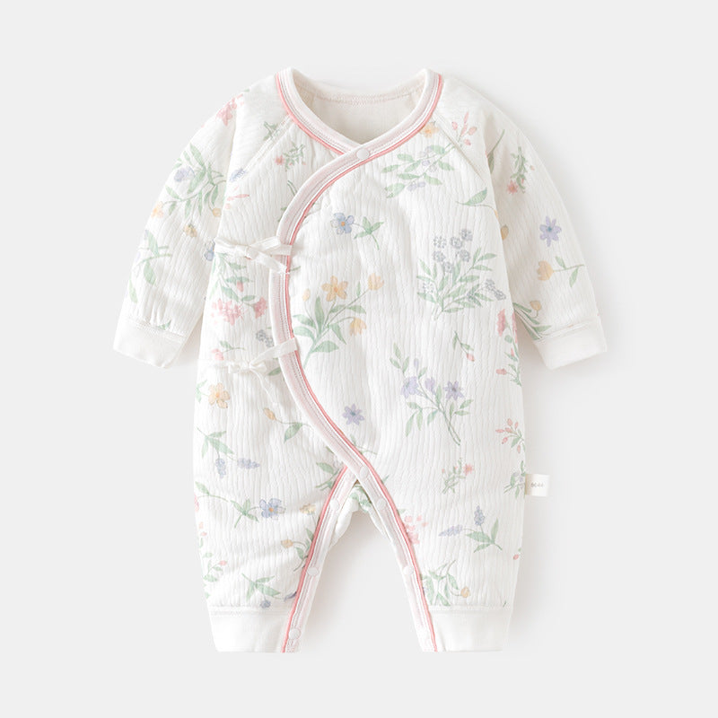 Babibele quilted romper - lightweight cotton, seamless bodysuit, autumn/winter pure cotton newborn butterfly outfit, baby crawling suit