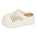 Summer new thick soleplatform shoes non-slip cut out breathable half slippers women's sandals pure color cut outoutwear toe shoes