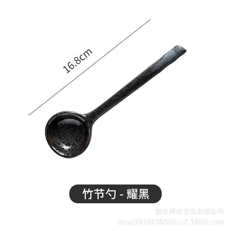 Large soup spoon for home ceramic spoon long handle soup drinking high temperature resistant spoon creative japanese large spoon spoon porridge spoon