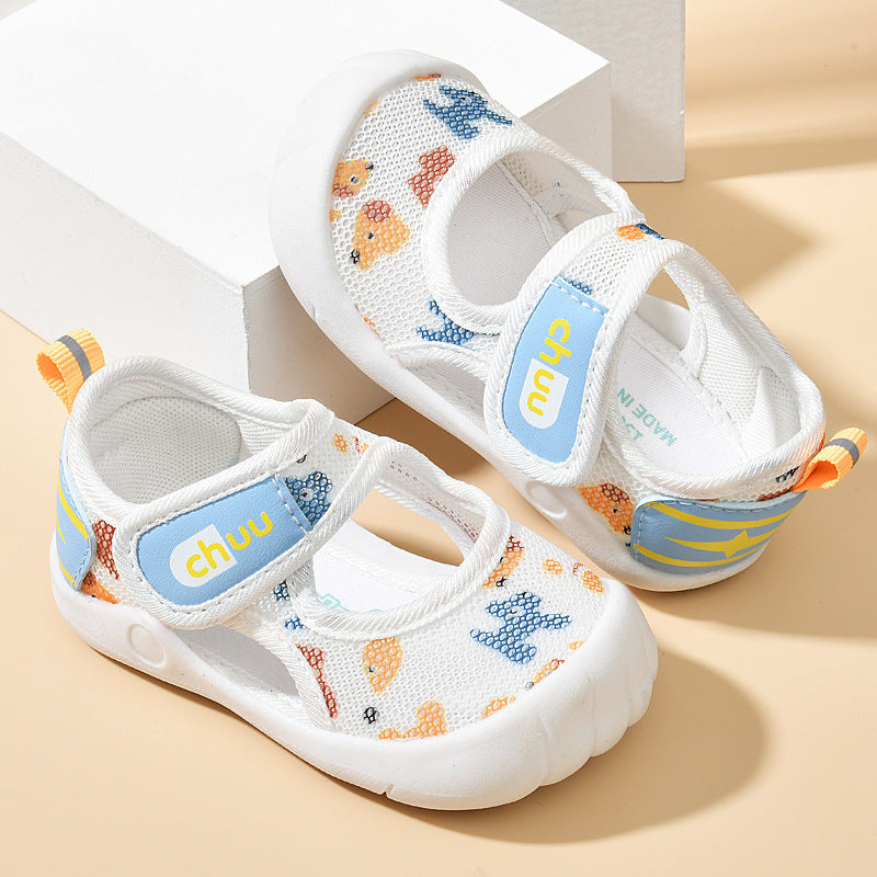 Baby sandals for boys, summer first walker shoes, 0-1-2 years old infant anti-slip soft sole mesh shoes for babies and toddlers, baby girl shoes