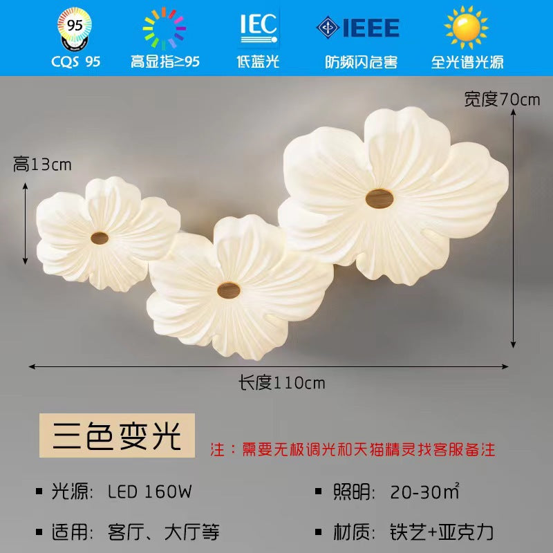 Cream Flower Living Room Ceiling Light Modern Simple Creative Cloud Children's Room Bedroom Dining Room Whole House Eye Protection Lighting