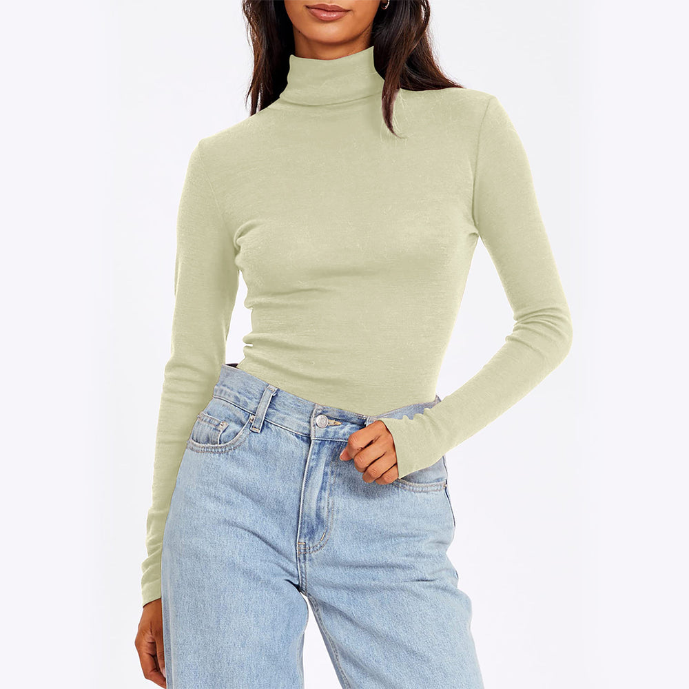 cross-border  spring new arrival: women's semi-high neck slim-fit versatile base layer top