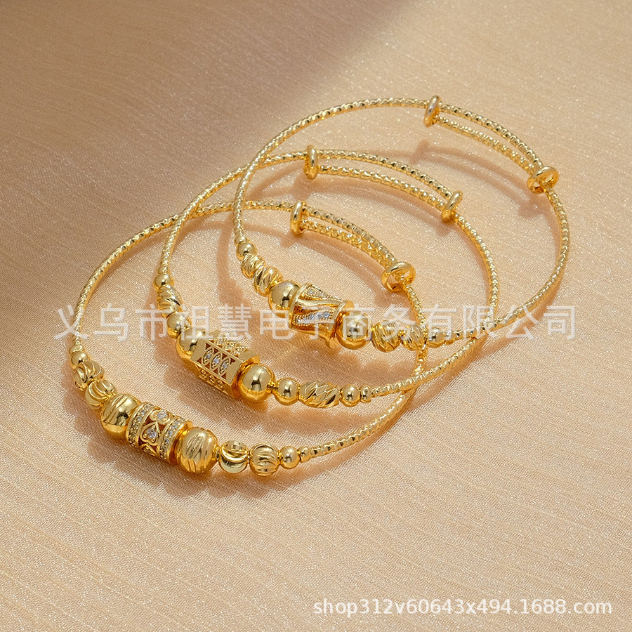 18k round ball african arabian gold women's bracelet zircon gold-plated bangle jewelry set