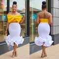 C6397 cross-border   fashion women's sleeveless bandeau bowknot bodycon skirt two-piece set