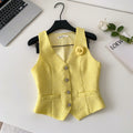 Xiaoxiangfeng socialiteclassysense stereo flower v neck sleeveless sequinvest women's layered outer shorttops