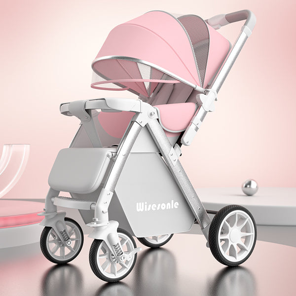 Two-way high-view stroller, light and reclining foldable stroller, shock-absorbing stroller, baby stroller