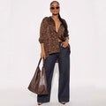 Amazon fashion cross-border  autumn american retro leopard print shirt women's trendy looseeasiest for match outwear women's clothing