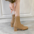 Martin boots women's 2024 new women's boots winter fashion square toe back zipper short boots women's thick heel mid heel boots women