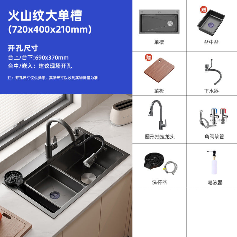 Nojo sink large single slot double slot modified single slot thickened sus304 stainless steel kitchen for home vegetable washing table top middle and bottom
