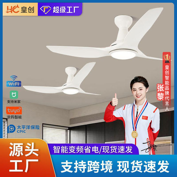 Wind variable frequency ceiling fan light Nordic dining room living room fan light Intelligent remote control Commercial ceiling fan light